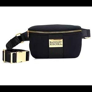 BADGLEY MISCHKA Sage Scuba and Vegan Leather Belt Bag Black